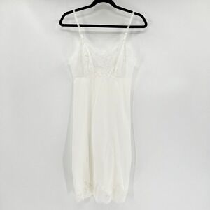 Van Raalte Vintage 1950 White Lace Trim Slip Dress All Nylon Women's